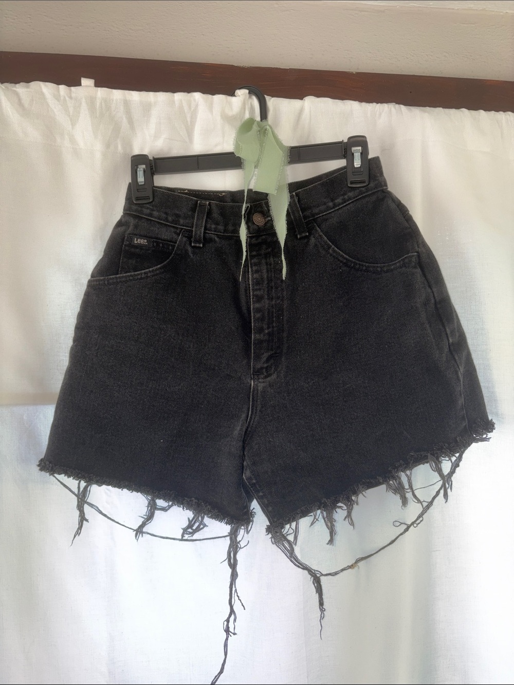 Vintage Black High-Waist Distressed Denim Shorts